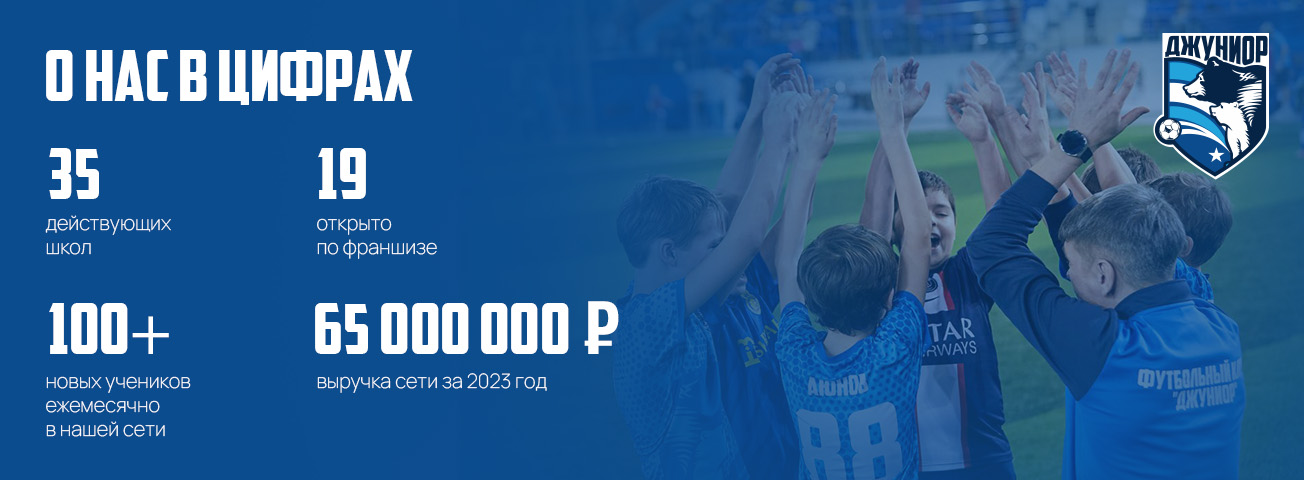 Франшиза популярной детской футбольной школы Джуниор в цифрах